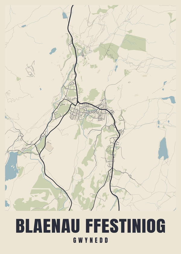 Blaenau Ffestiniog Street Map Poster
