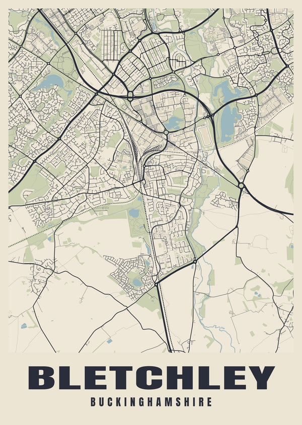Bletchley Street Map Poster