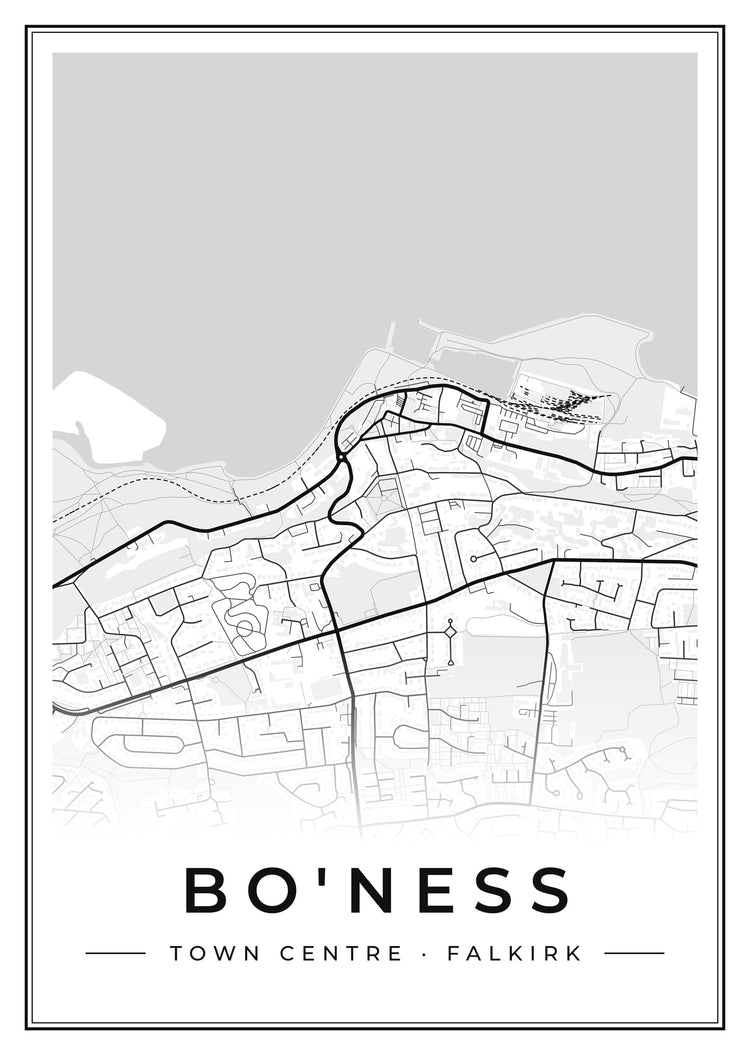Bo'ness Town Centre Street Map Poster