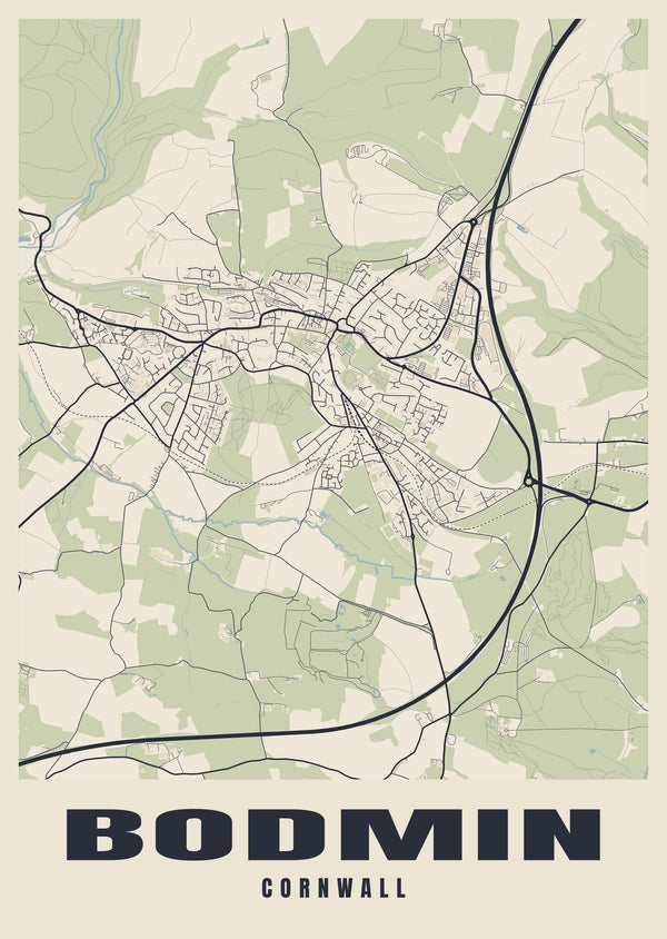 Bodmin Street Map Poster