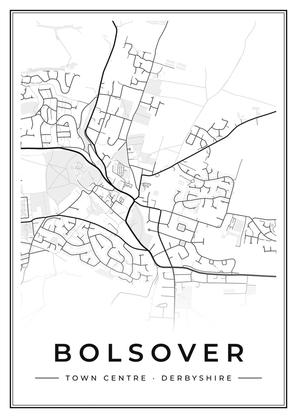 Bolsover Town Centre Street Map Poster