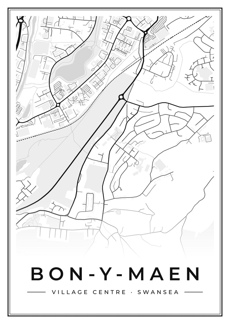 Bon-y-maen Village Centre Street Map Poster
