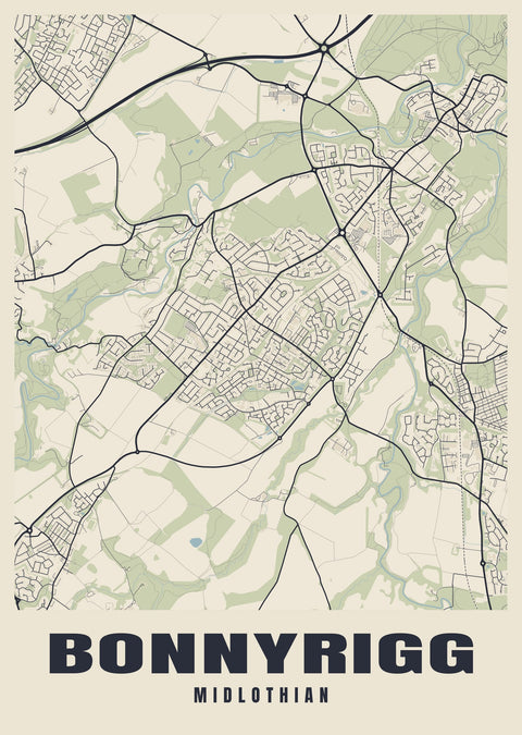 Bonnyrigg Street Map Poster