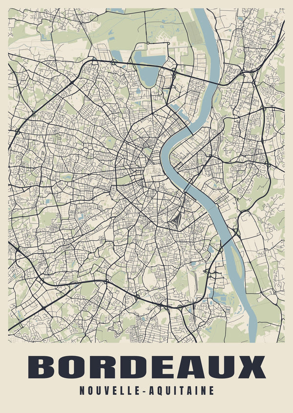 Bordeaux Street Map Poster