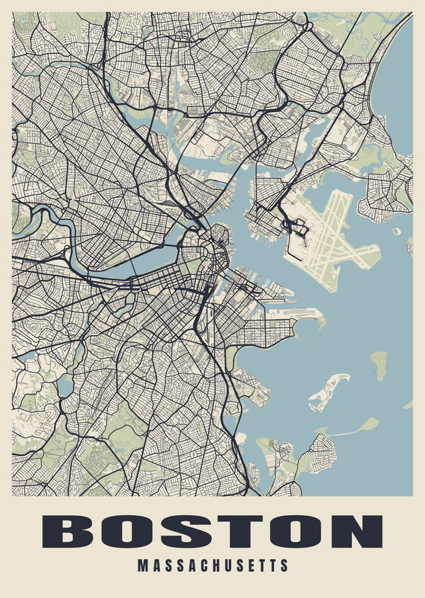 Boston Street Map Poster