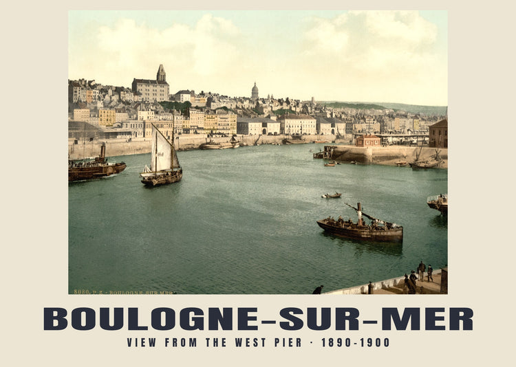 View from the West Pier, Boulogne-sur-Mer — 1890–1900 · Vintage photochrom print