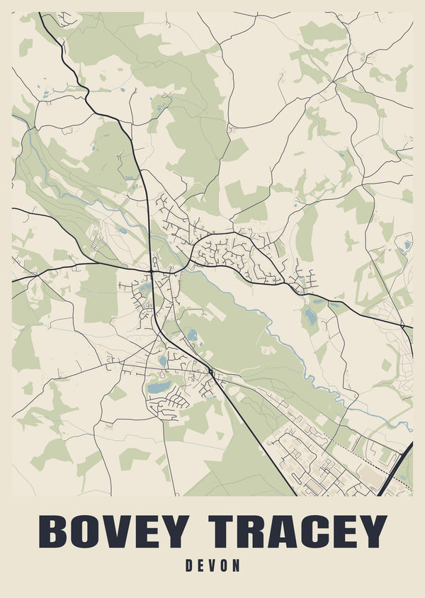 Bovey Tracey Street Map Poster