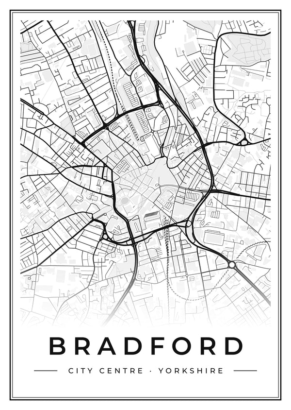 Bradford City Centre Street Map Poster