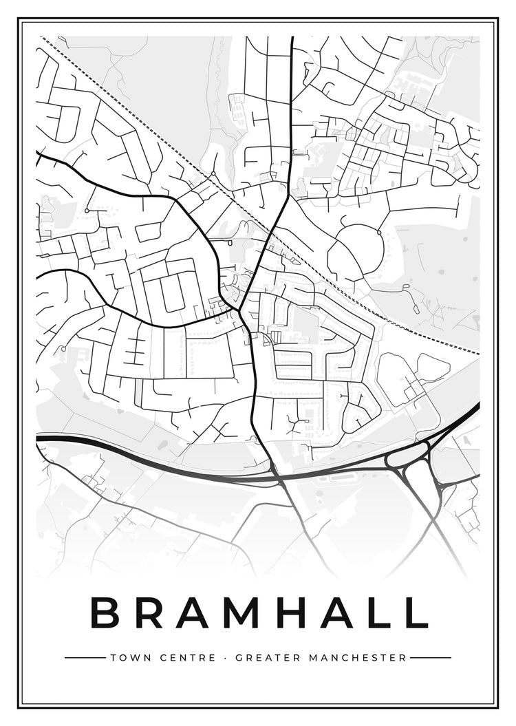 Bramhall Town Centre Street Map Poster