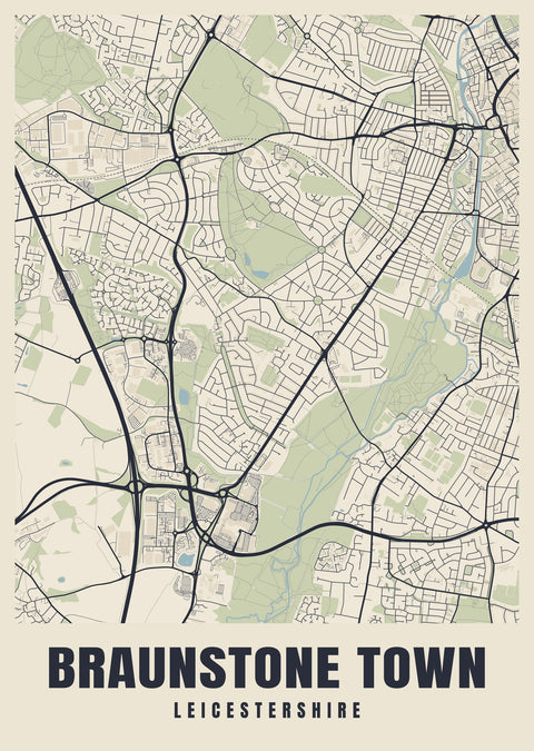 Braunstone Town Street Map Poster