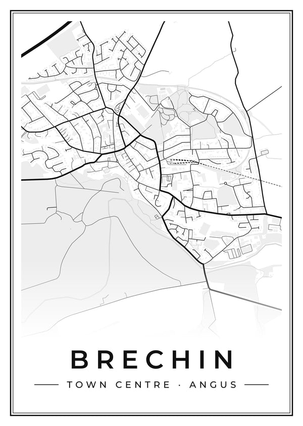 Brechin Town Centre Street Map Poster