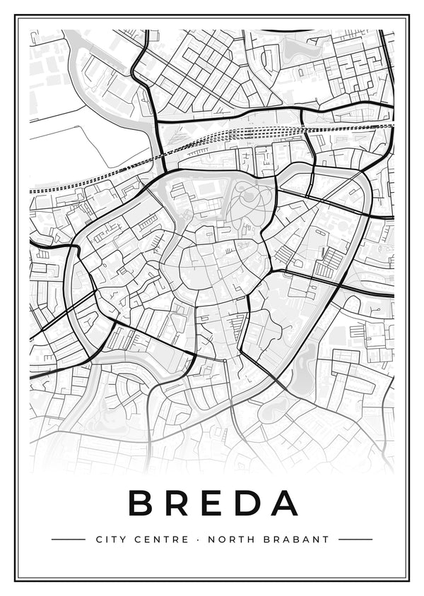Breda City Centre Street Map Poster