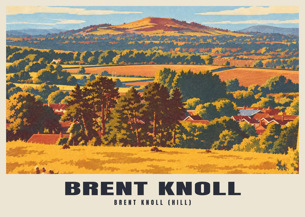 Brent Knoll (hill) Retro Railway Poster