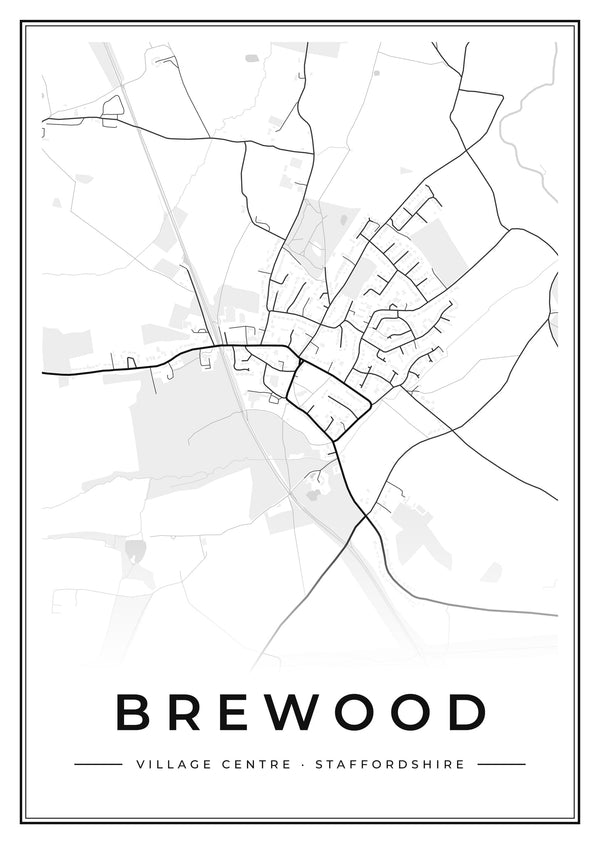 Brewood Village Centre Street Map Poster