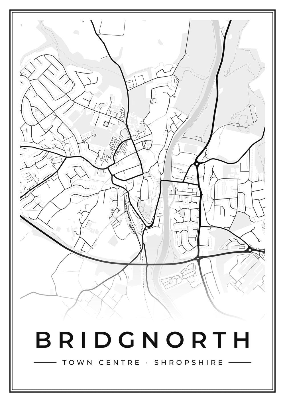 Bridgnorth Town Centre Street Map Poster