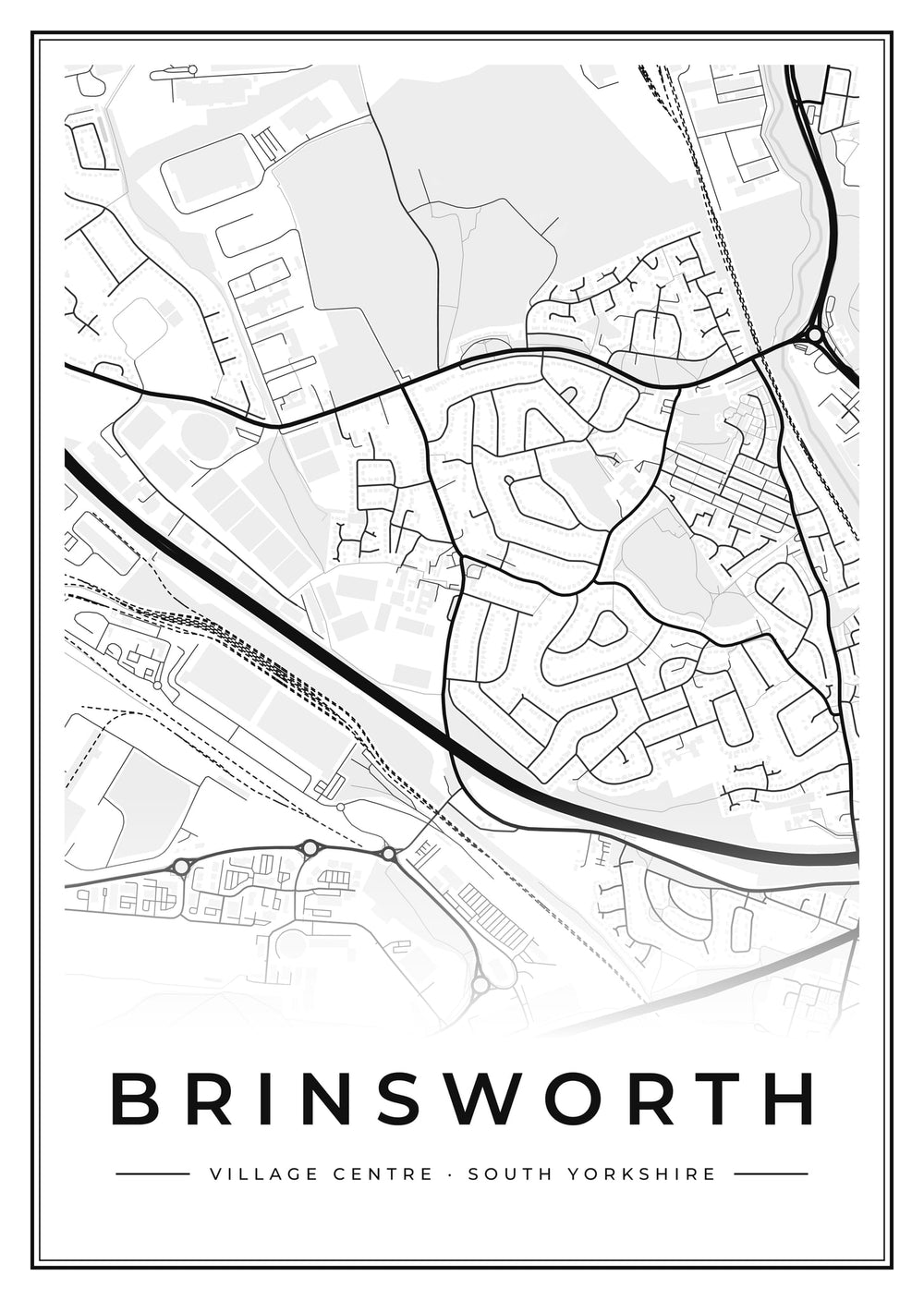 Brinsworth Village Centre Street Map Poster