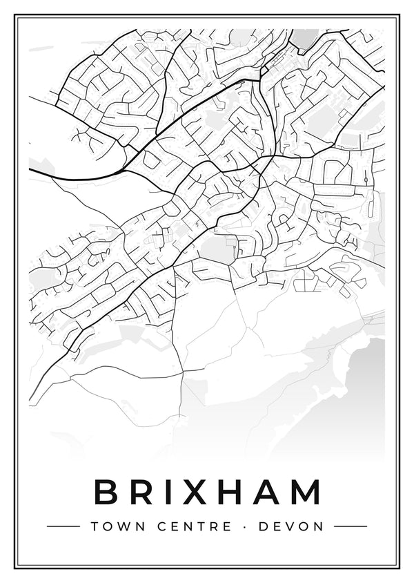 Brixham Town Centre Street Map Poster