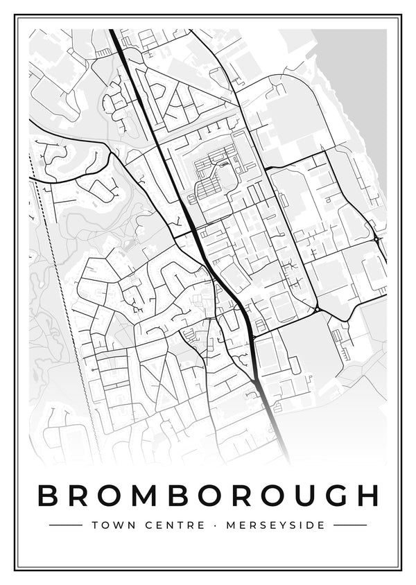 Bromborough Town Centre Street Map Poster