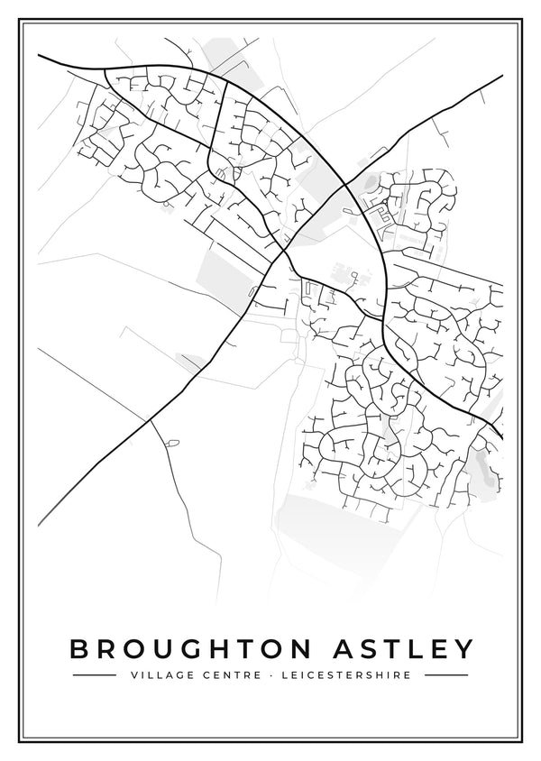 Broughton Astley Village Centre Street Map Poster