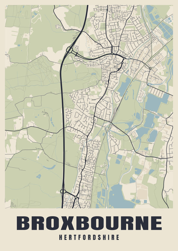 Broxbourne Street Map Poster