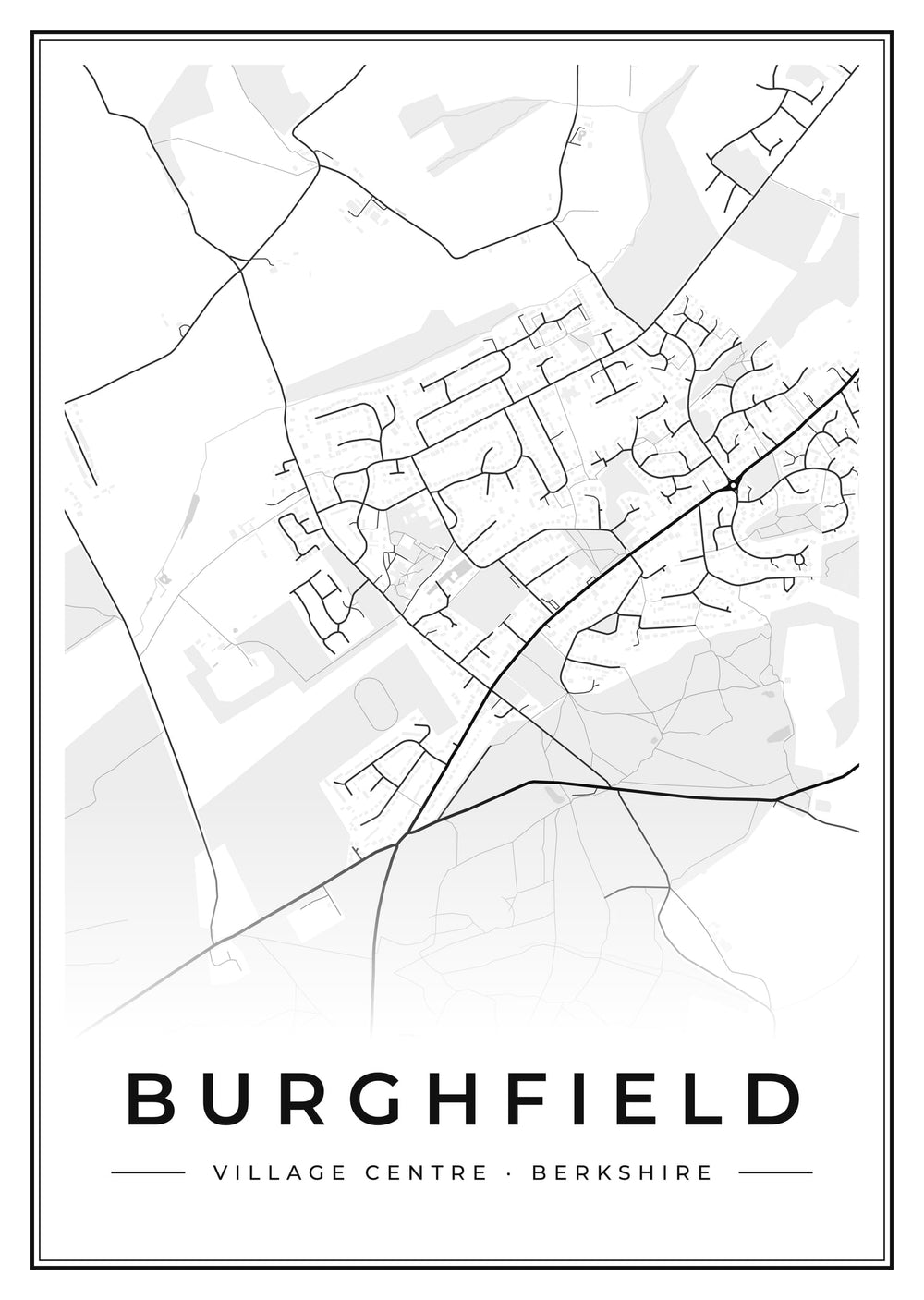 Burghfield Village Centre Street Map Poster