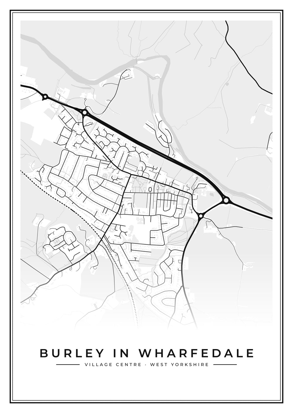 Burley in Wharfedale Village Centre Street Map Poster