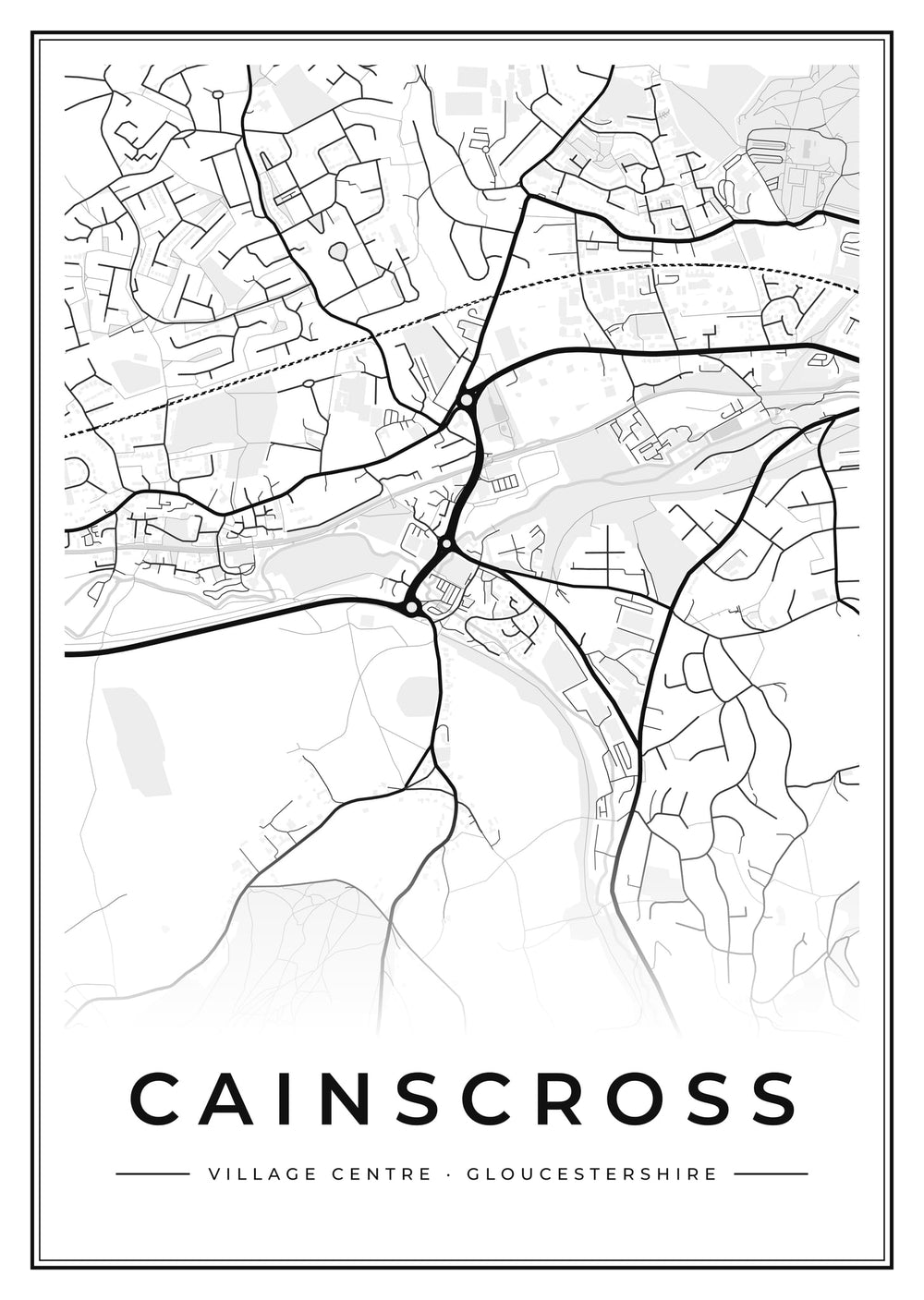 Cainscross Village Centre Street Map Poster