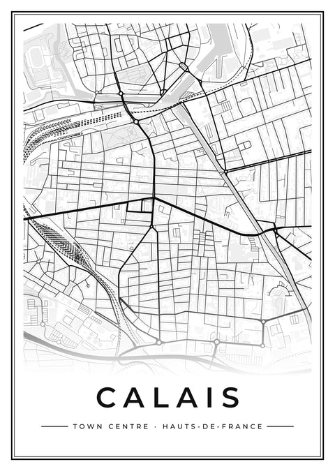 Calais Town Centre Street Map Poster