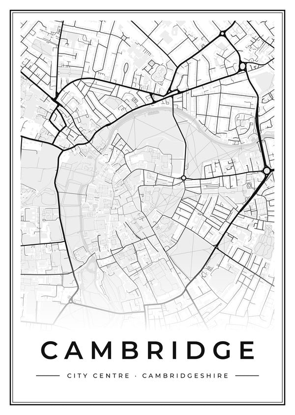 Cambridge City Centre Street Map Poster