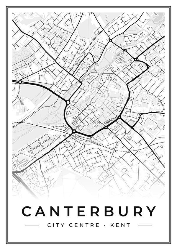 Canterbury City Centre Street Map Poster