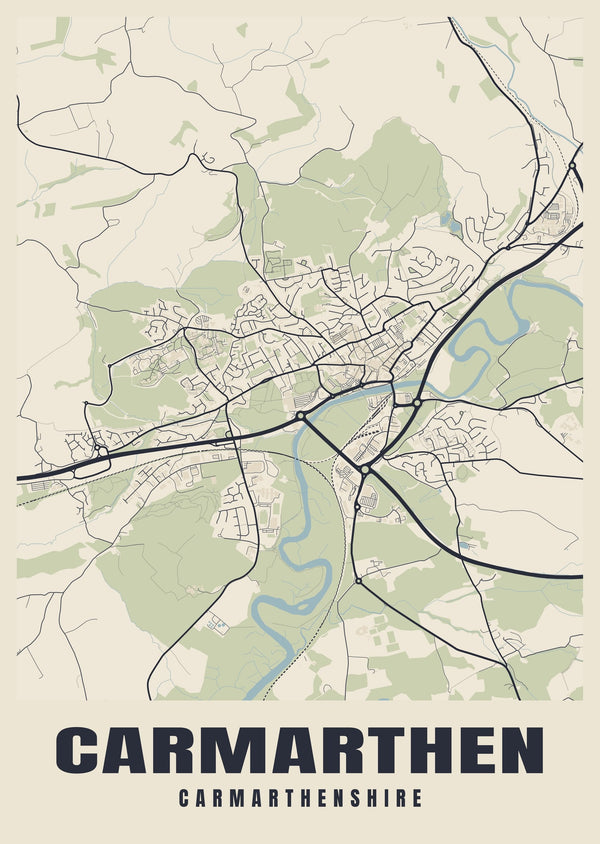 Carmarthen Street Map Poster