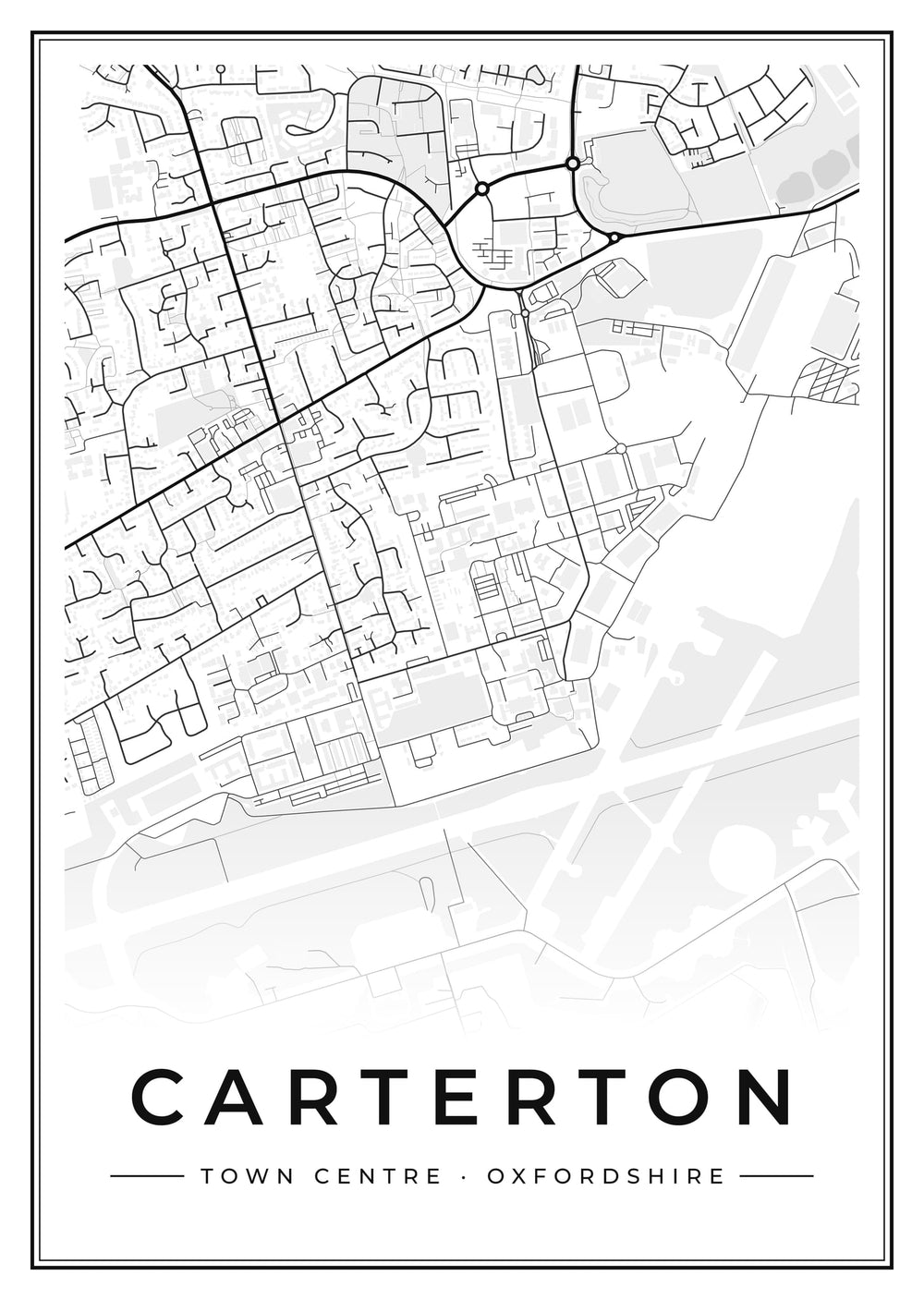 Carterton Town Centre Street Map Poster