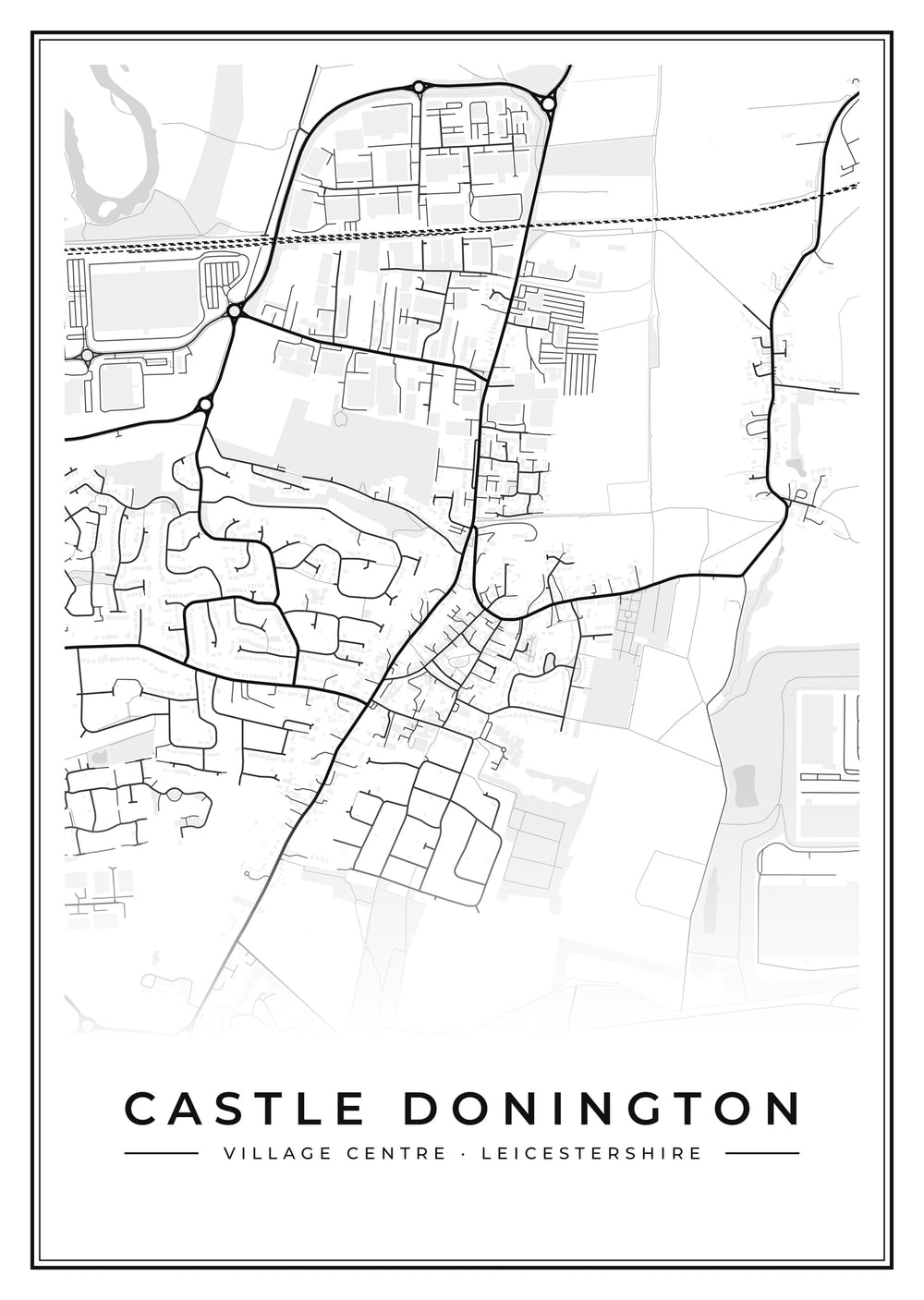 Castle Donington Village Centre Street Map Poster