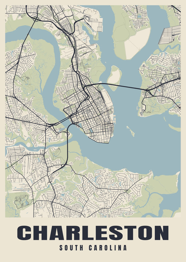 Charleston Street Map Poster