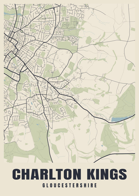 Charlton Kings Street Map Poster