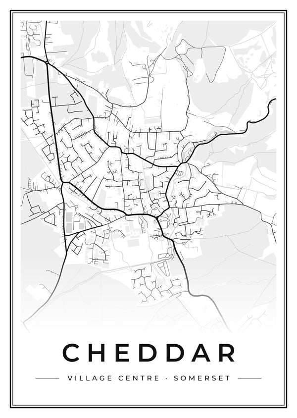 Cheddar Village Centre Street Map Poster