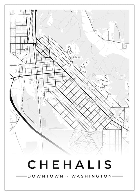 Chehalis Downtown Street Map Poster