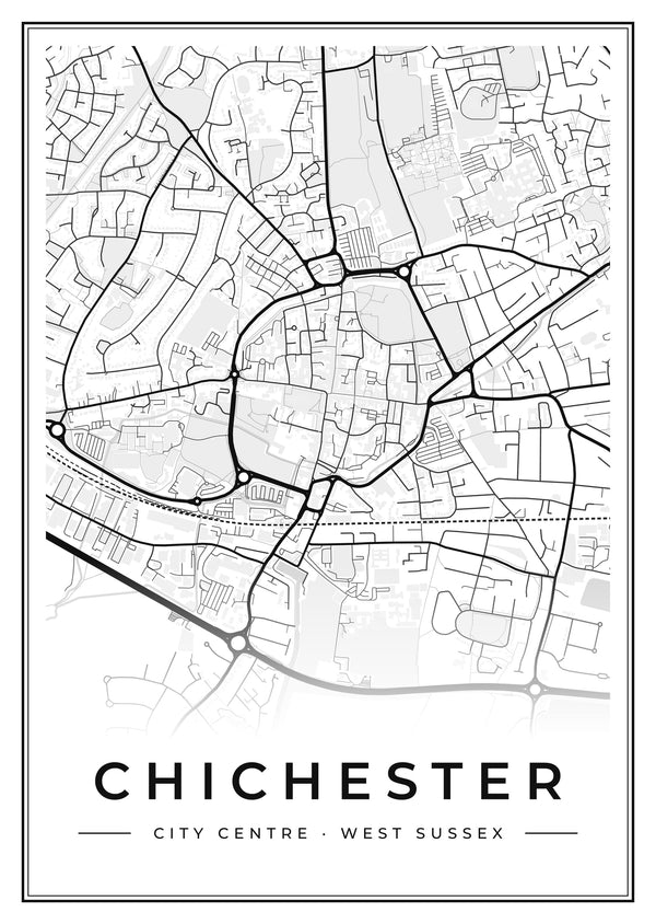 Chichester City Centre Street Map Poster