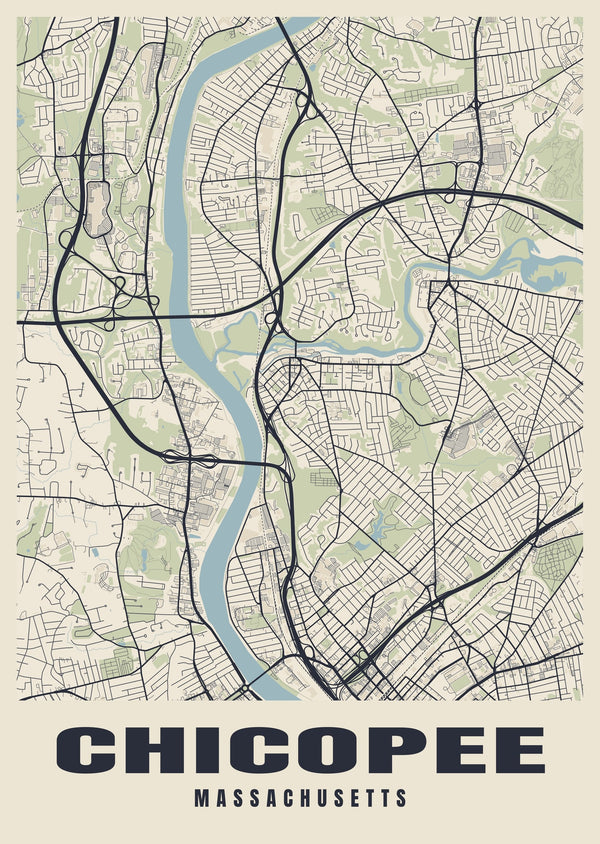 Chicopee Street Map Poster