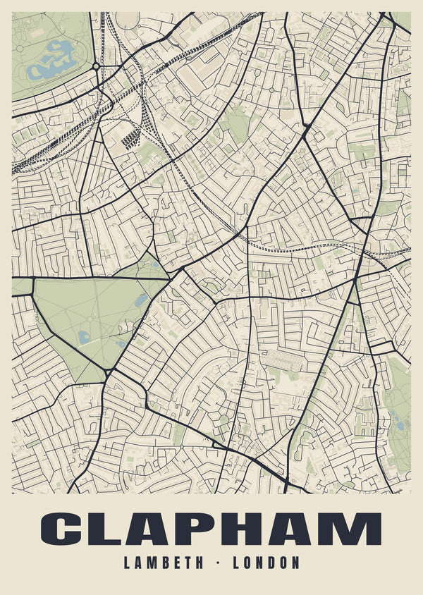 Clapham Heritage Street Map Poster