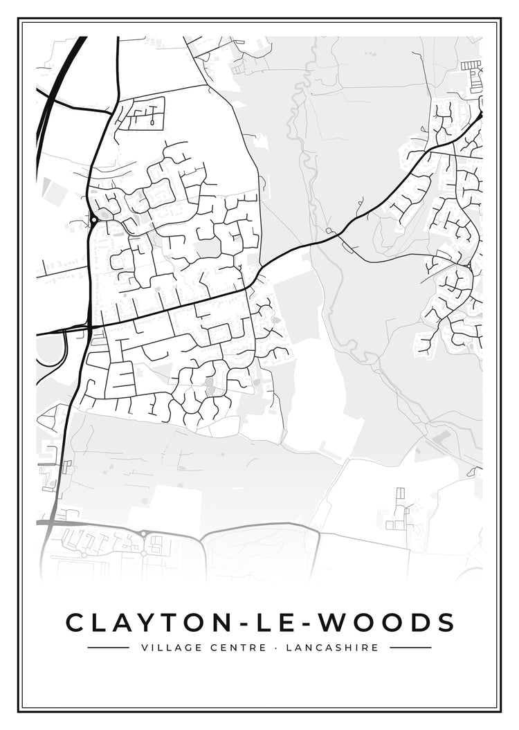 Clayton-le-Woods Village Centre Street Map Poster