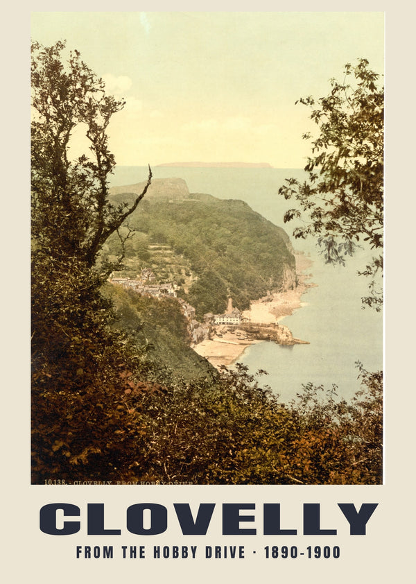 View from the Hobby Drive, Clovelly — 1890–1900 · Vintage photochrom print