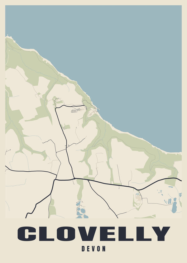 Clovelly Street Map Poster