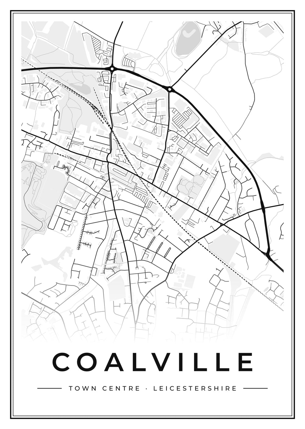 Coalville Town Centre Street Map Poster