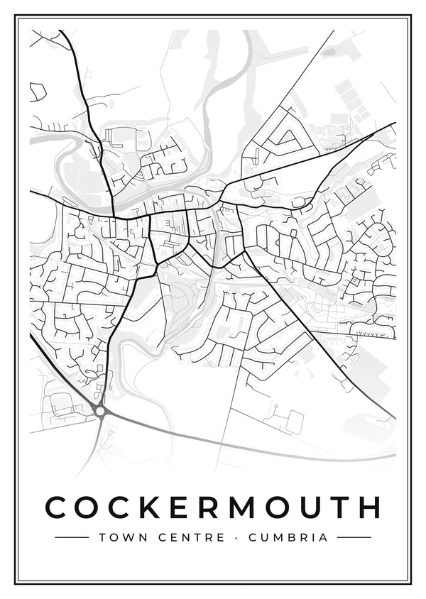 Cockermouth Town Centre Street Map Poster