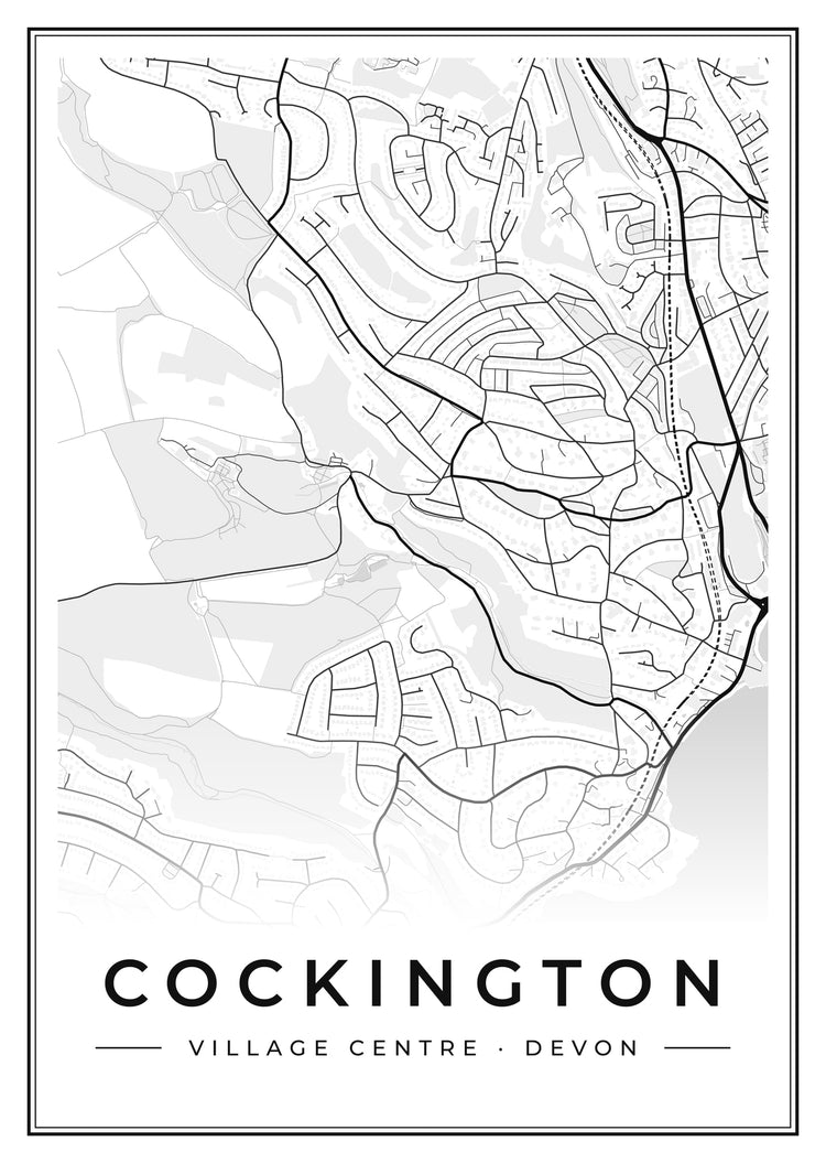 Cockington Village Centre Street Map Poster