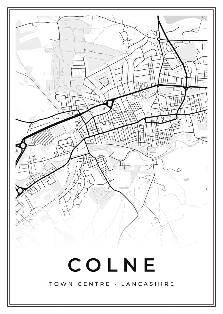 Colne Town Centre Street Map Poster