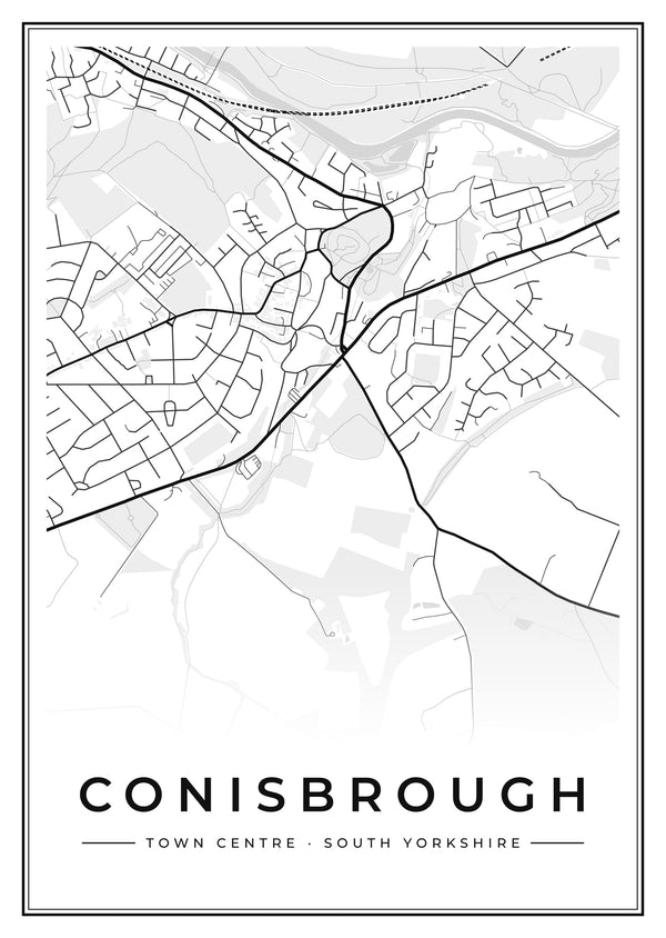Conisbrough Town Centre Street Map Poster
