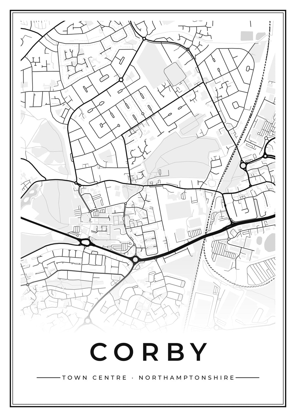 Corby Town Centre Street Map Poster