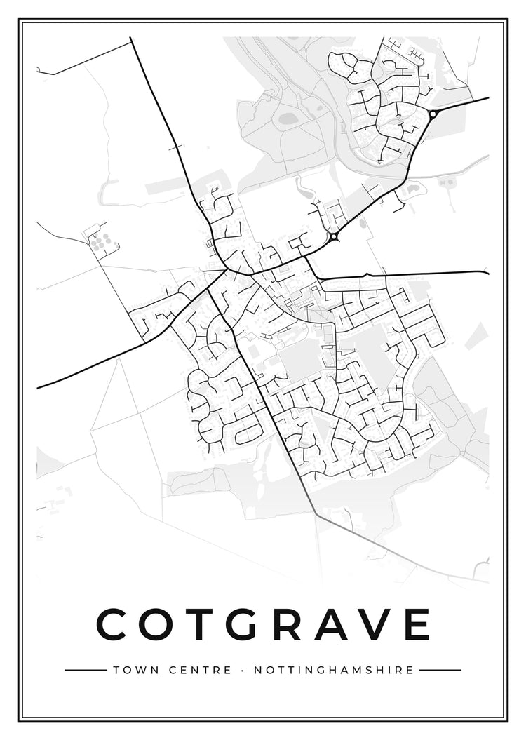 Cotgrave Town Centre Street Map Poster